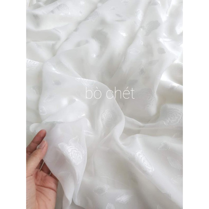 Vải voan tơ ép hoa nổi