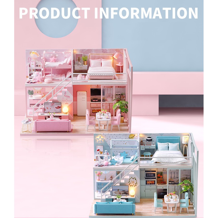 Mô hình nhà búp bê DIY Doll House Miniature_ POETIC_LIFE _CÓ KEO+ MICA CHE BỤI