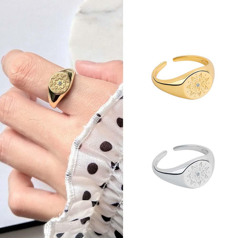 DARON Nhẫn Hở Họa Tiết Hoa Hướng Dương La Bàn Thời Trang