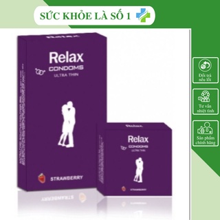 Bao Cao Su Relax Ultra Thin Hộp/12 Cái Trơn, Mỏng, Hương Dâu