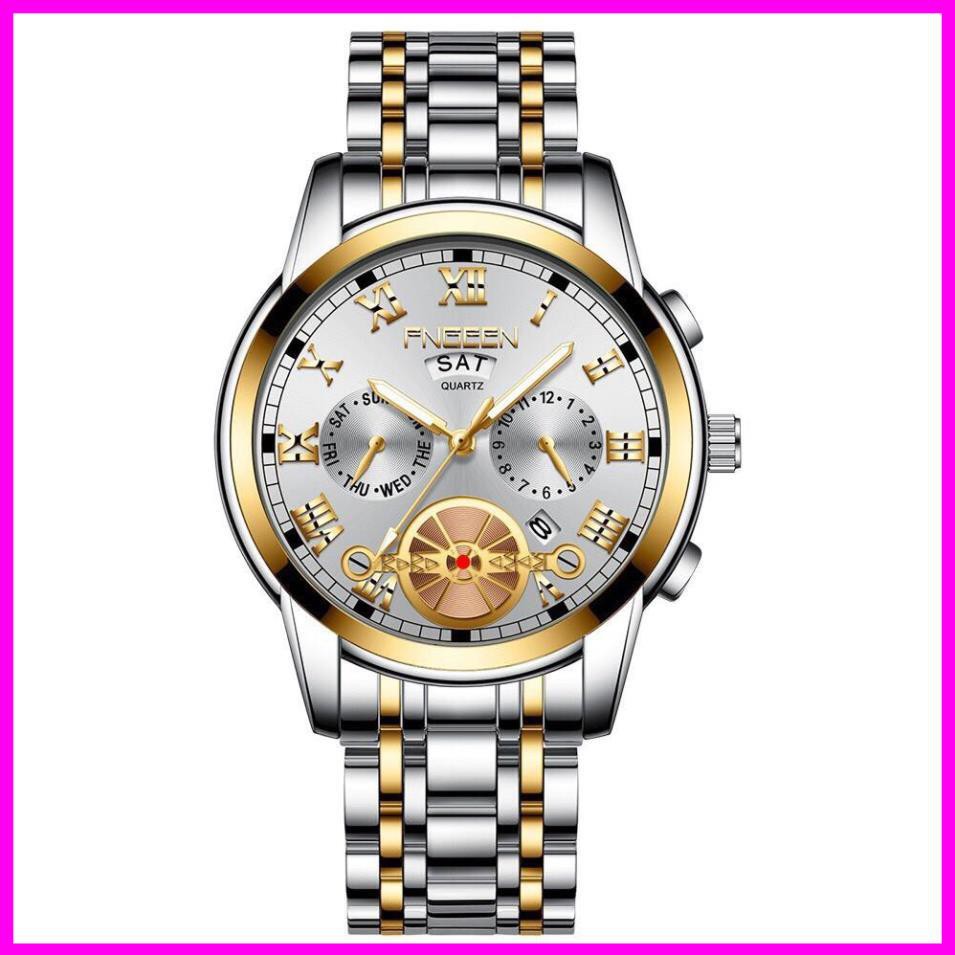[Hàng xịn] Đồng hồ fngeen chính hãng nam chạy 2 lịch dây thép (tặng kèm hộp , pin , phụ kiện thâu dây) | BigBuy360 - bigbuy360.vn