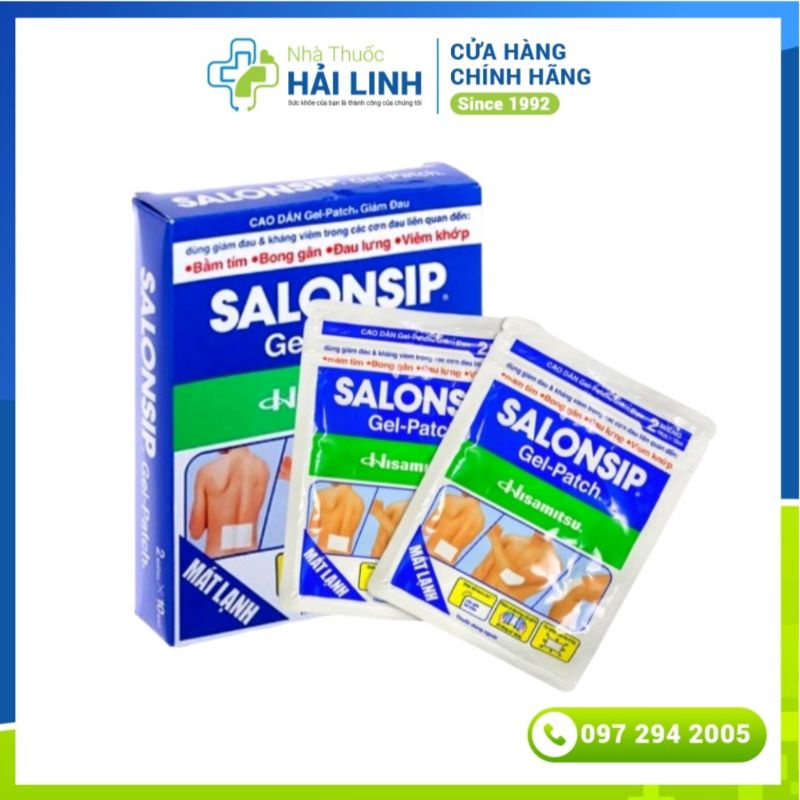 Miếng dán giảm đau Salonship ⚡ Tặng quà ⚡ Hộp 10 túi Mỗi túi 2 miếng