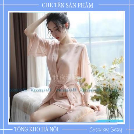 Áo Choàng Đi Biển Kiểu Dáng Kimono Kèm Đai Thắt Eo Chất Voan Cát Xuyên Thấu, Áo Choàng Ngủ Sexy Cosplay - ACVT005 TKVN