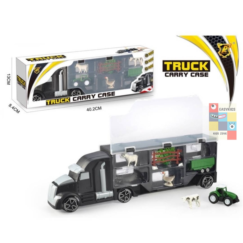 Đồ chơi xe container vận chuyển xe ô tô và trực thăng  EASYKIDS giúp bé phát triển tư duy