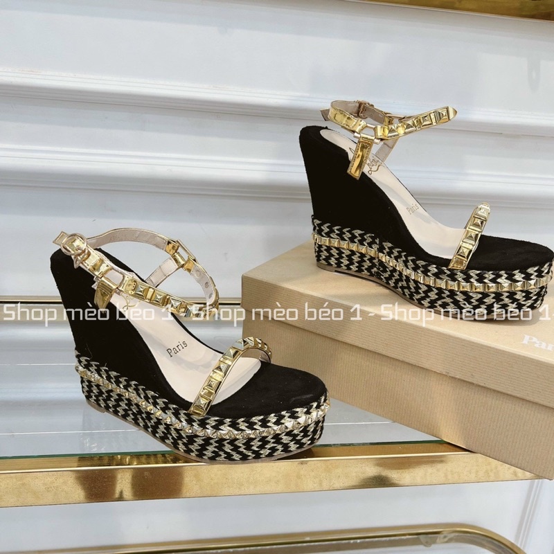 Sandal lbt quai ngang viền đinh đế xuồng cói fullbox