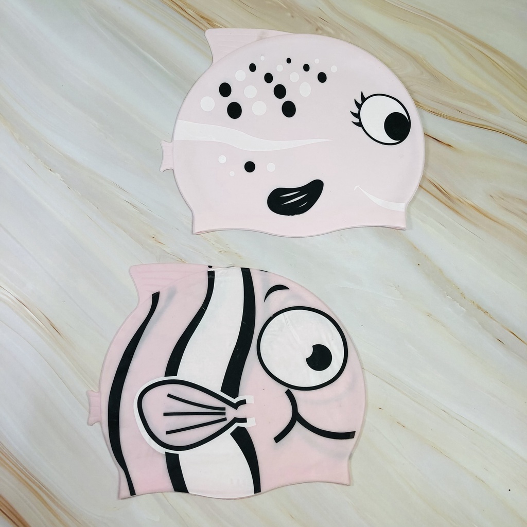 Nón bơi trẻ em, nón bơi cho bé chất silicon chống thấm nước co giãn tốt hình cá cho bé thoải mái bơi lội - CASHZINESHOP