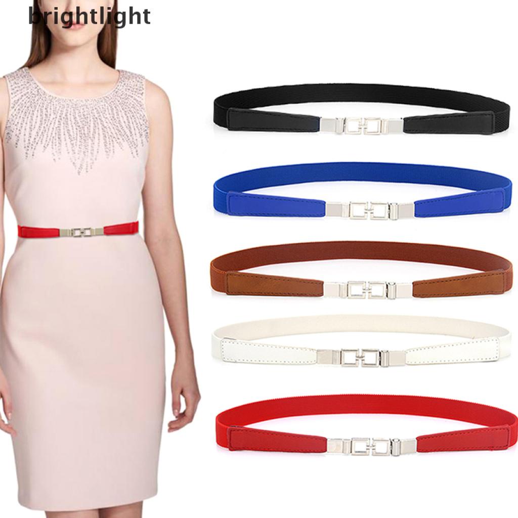 (brightlight) Women Waist Belt Narrow Stretch Dress Belt Thin Buckle Waistband For Dress [HOT SALE]