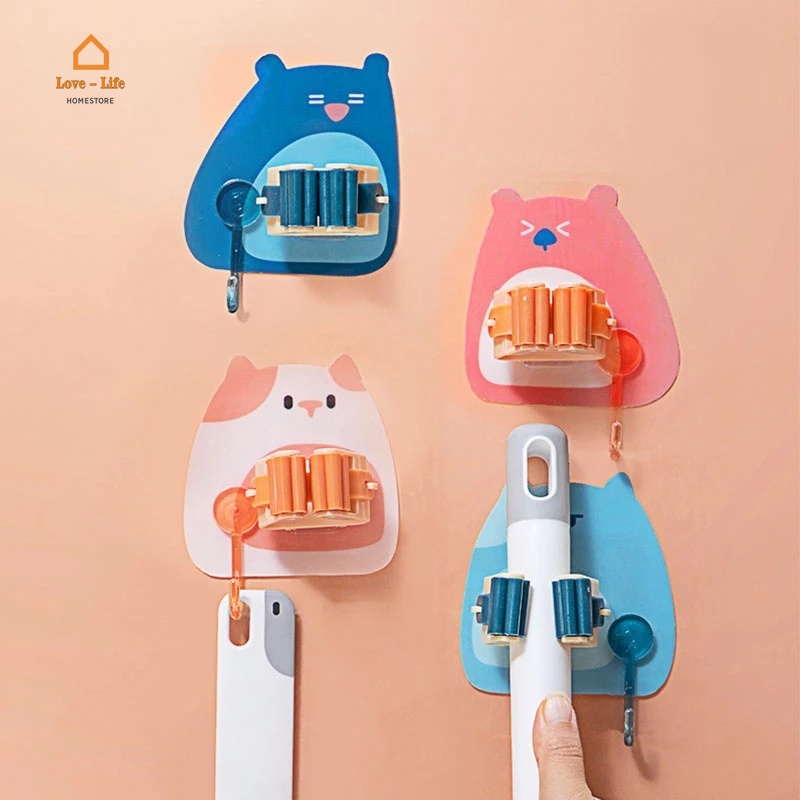 Giá đỡ cây lau nhà gắn tường bằng nhựa họa tiết hoạt hình