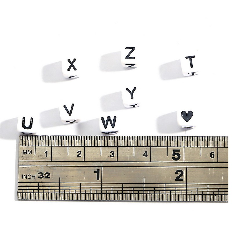 Bộ 100 hạt xâu làm trang sức hình chữ cái màu trắng 6x6mm