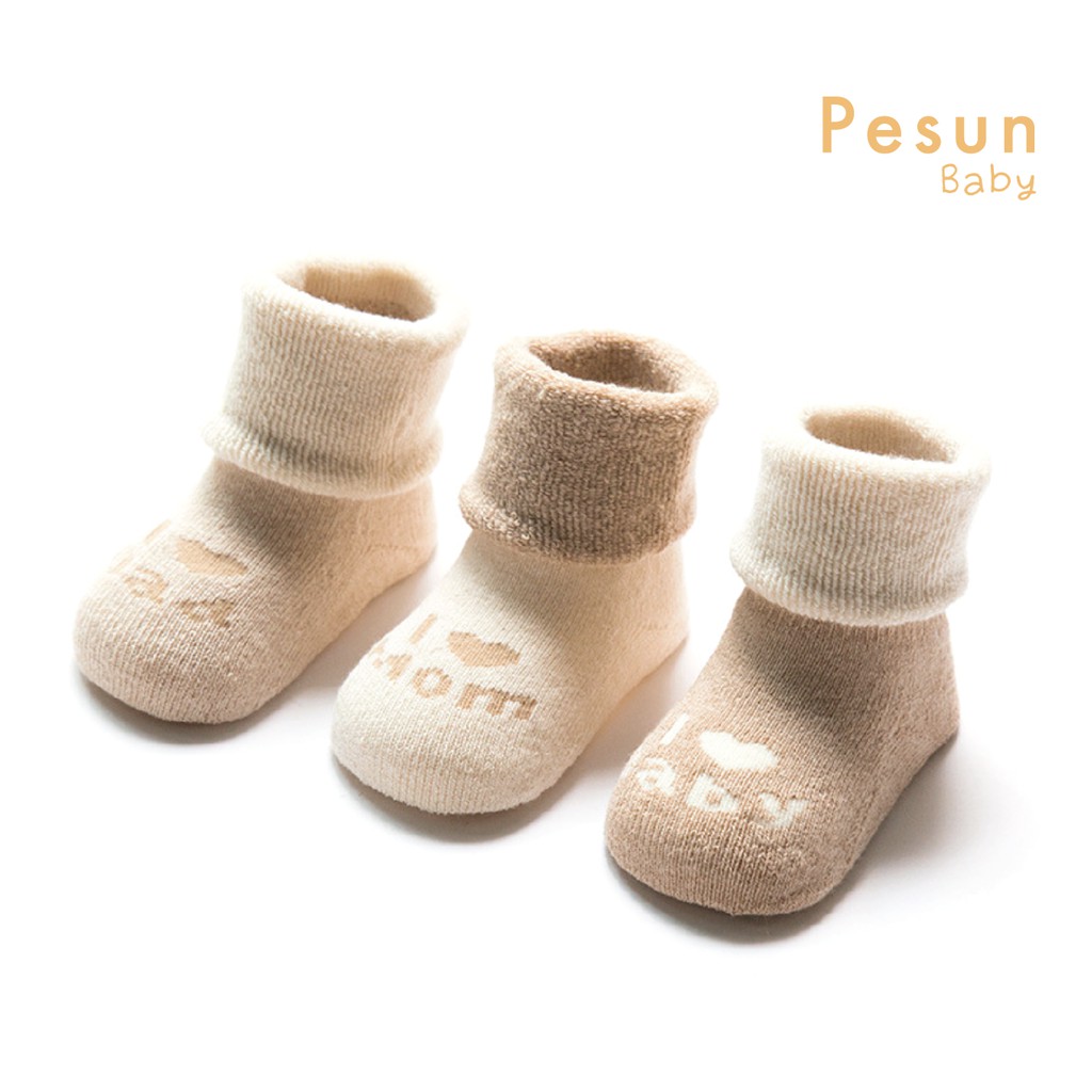 Set 3 đôi tất chân sơ sinh 0-3 tuổi 100% sợi Cotton hữu cơ an toàn cho bé