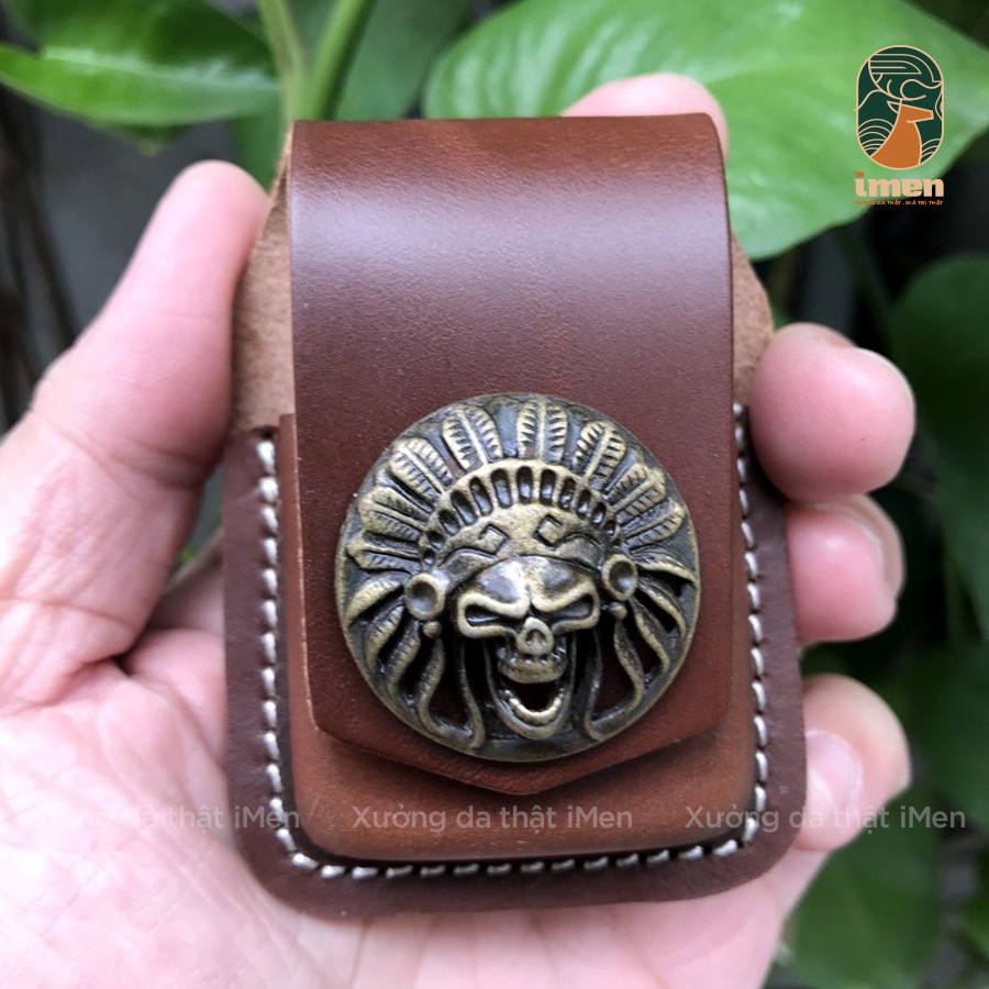 Tù trưởng -  [Da bò thật] [Phụ kiện bật lửa] Bao da Zippo gắn thắt lưng , bao da bò Handmade