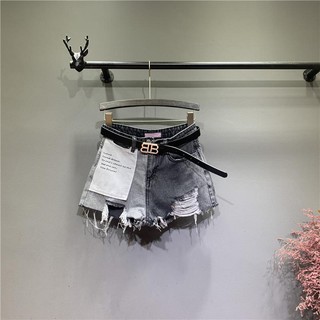Quần short denim lưng cao phối rách cá tính dành cho nữ