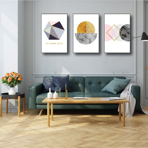Bộ 3 tấm tranh canvas treo tường Lala Hình Sắc Màu Nghệ Thuật trang trí phòng ngủ kèm đinh 3 chân không cần khoan tường
