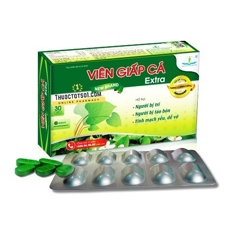 [Hộp 30 viên] VIÊN GIẤP CÁ Extra - Viên uống hỗ trợ điều trị trĩ và táo bón