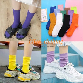 Vớ nữ nhún cổ cao [QC-TAOBAO] Tất cổ cao nam nữ trơn nhiều màu, chất len đẹp style ulzzang Hàn Quốc phối đồ cực chất