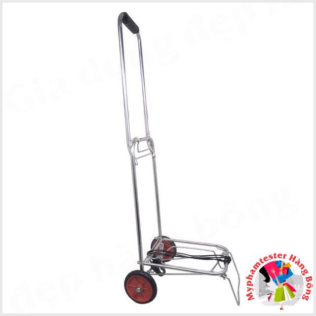 Xe kéo đi chợ inox gập gọn (không giỏ) 2 cỡ