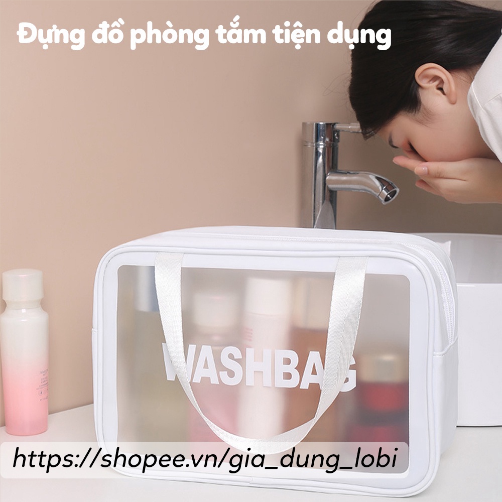 Túi đựng mỹ phẩm du lịch mini trong suốt WashBag Túi đựng đồ trang điểm makup chống nước (Combo 3 túi)