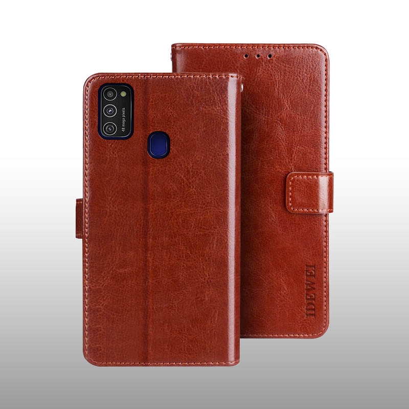 Bao da điện thoại dạng ví nắp gập từ tính dành cho Samsung Galaxy M21