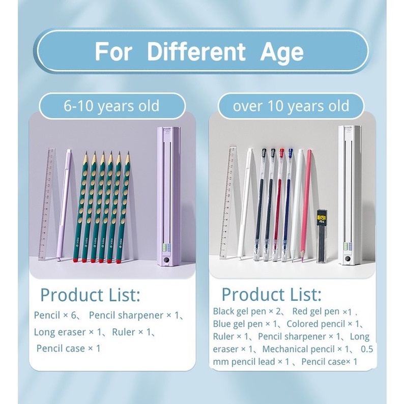 🇻🇳11-in-1🇻🇳NBX Hộp Đựng Bút Sáu Bút Tiện Lợi Mực Gel Đa Năng Có Thước Kẻ Và Gôm Tẩy Dành Cho Học Sinh / Người Lớn