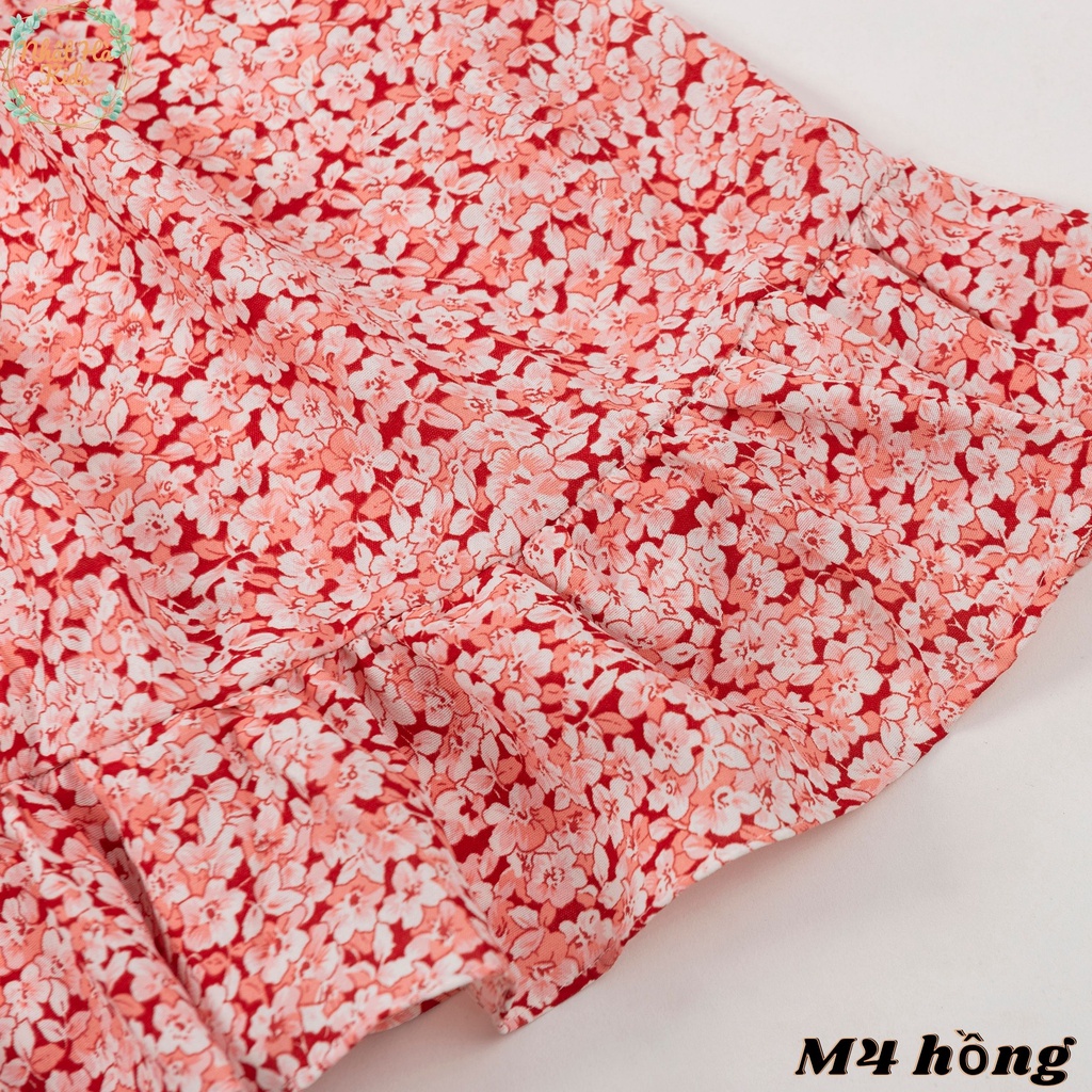 Váy bé gái thu đông M4 size từ 14-40kg tay dài thắt nơ, họa tiết hoa nhí dáng công chúa