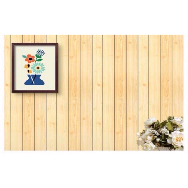 Giấy dán tường giả gỗ vàng kem sẵn keo khổ 45cm
