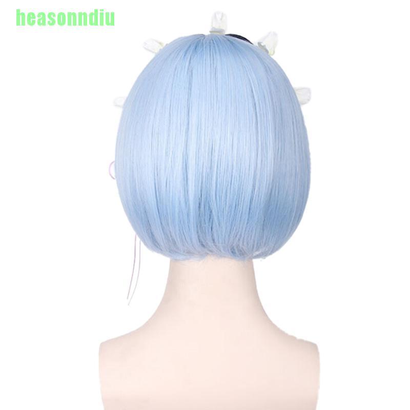 Tóc giả hóa trang nhân vật Rem Ram màu hồng / xanh lam
