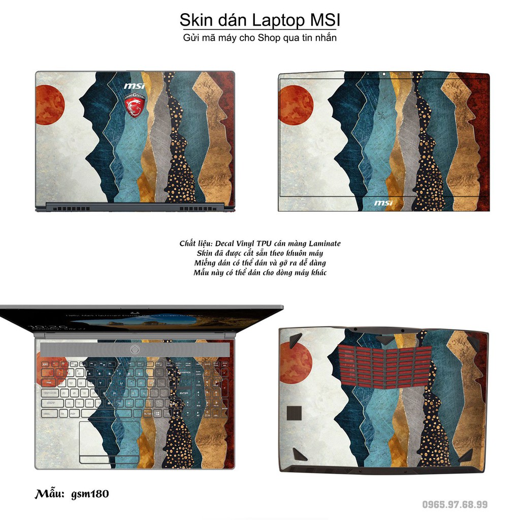 Skin dán Laptop MSI in hình sơn mài (inbox mã máy cho Shop)