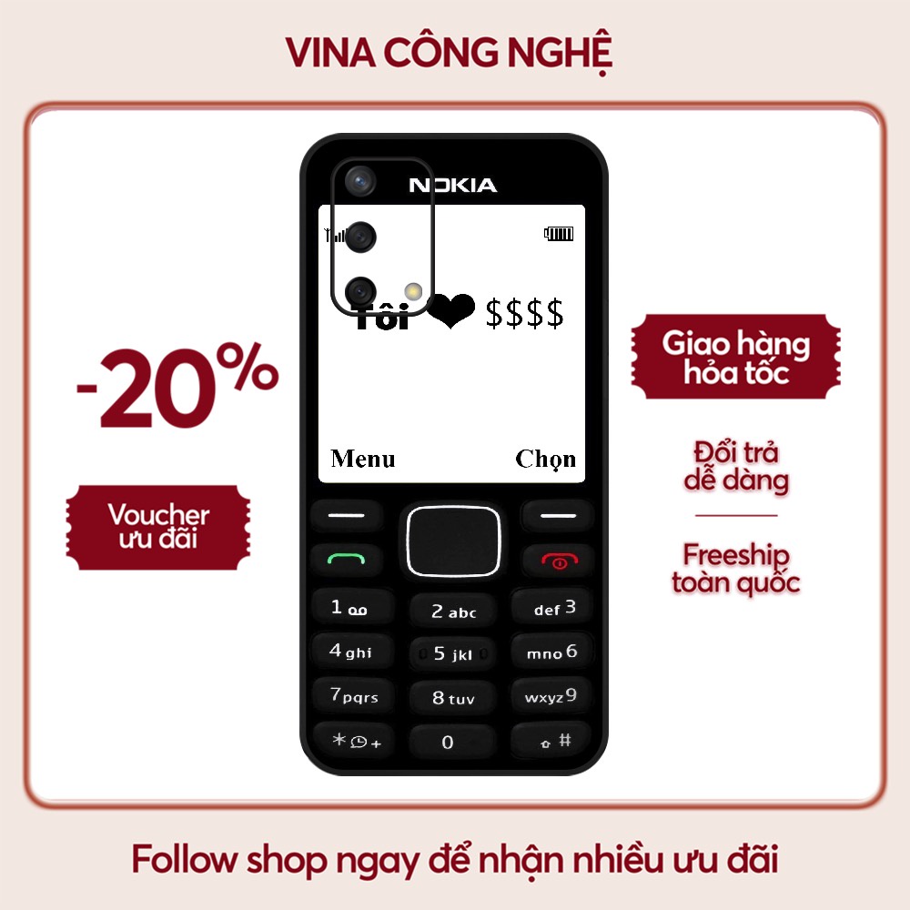 Ốp lưng OPPO A1K/A3S/A54/A94/F9/ ....dẻo cạnh vuông bảo vệ camera hình Nokia.