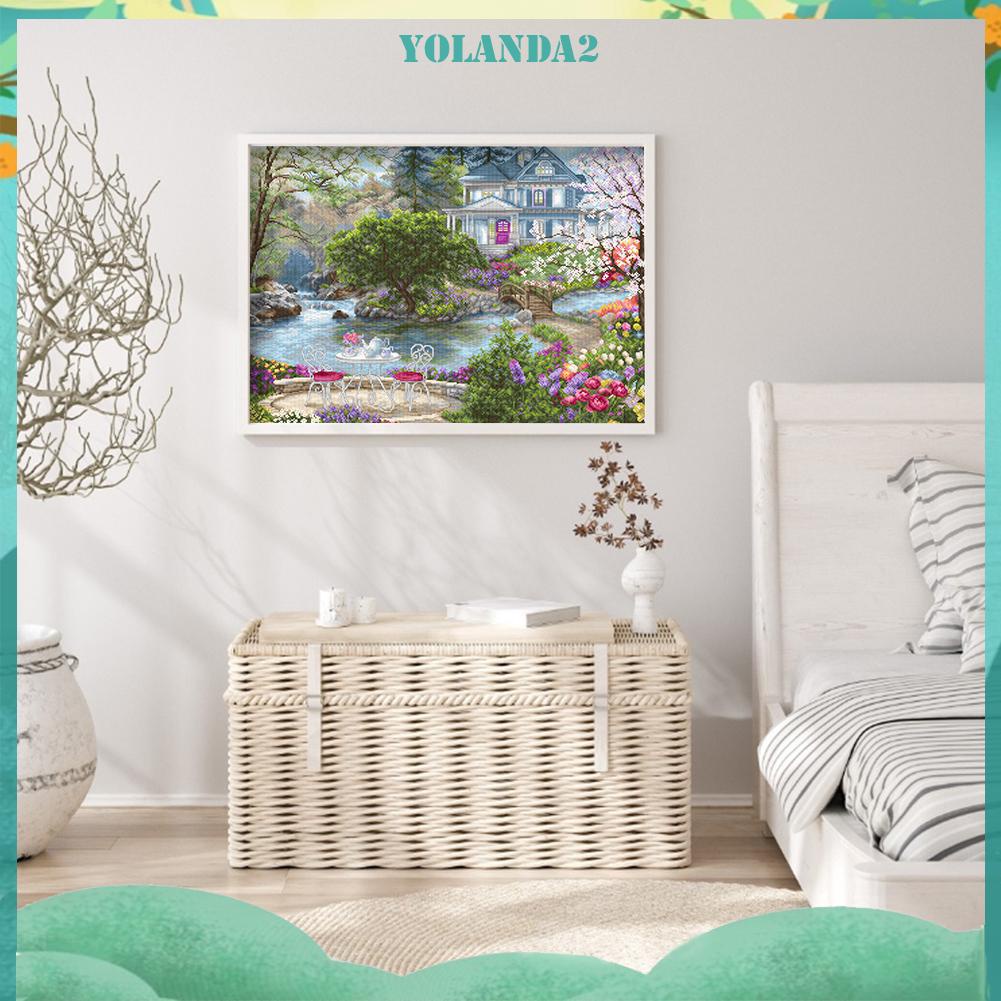 Bộ tranh thêu chữ thập hình biệt thự 11ct