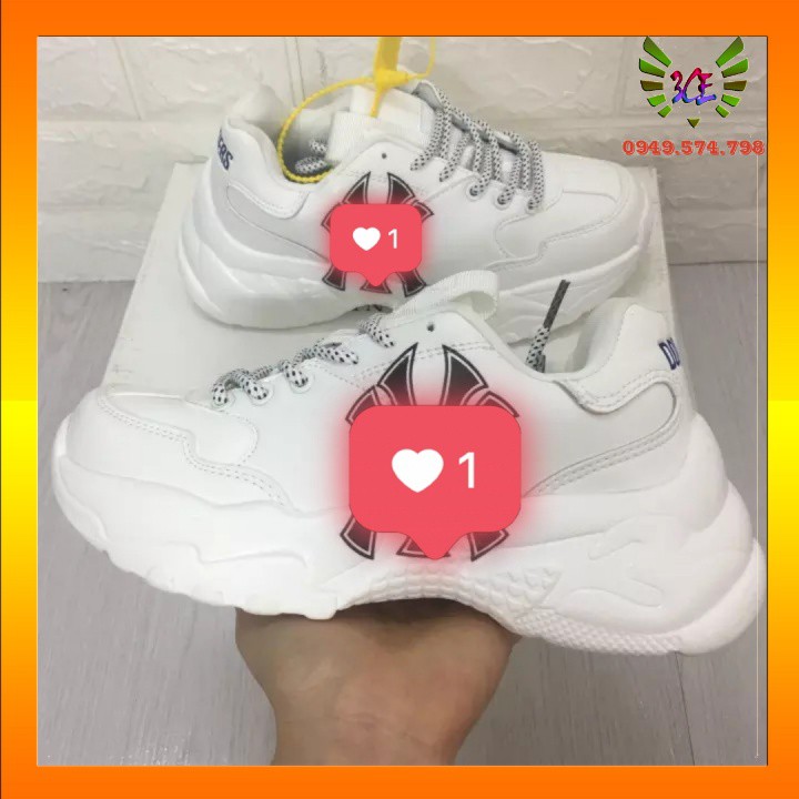 Giày sneaker đế cao be sữa  chữ  đen [hỗ trợ đổi trả] cho nam nữ