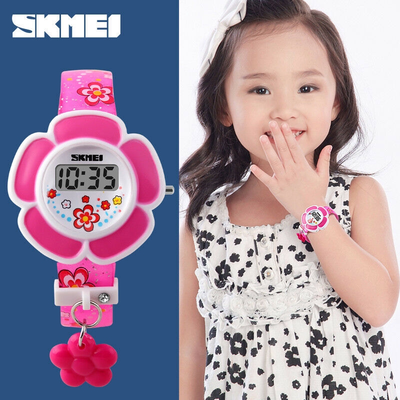 SKMEI Flower Shape LED Digital Wrist Watch Band Cartoon Children Boy Girl Gift