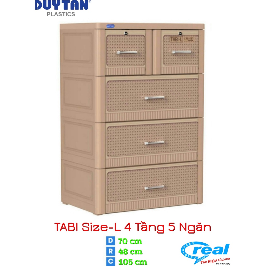 Tủ nhựa duy tân TABI-L Size Lớn Nhất NÂU ĐAN GỖ