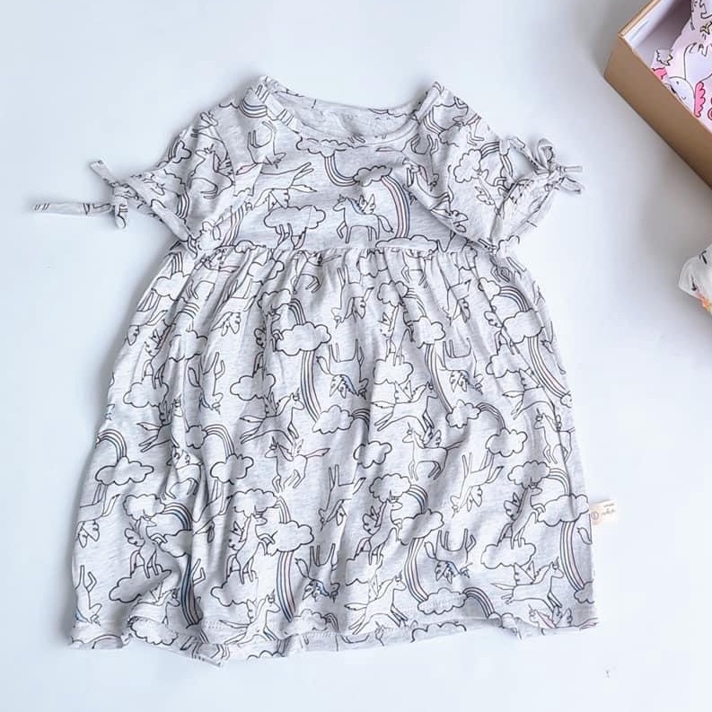 Đầm thun cotton babydoll bé gái MINTSCLOSET Mint's Closet hình hoa cho bé 1 2 3 4 5 tuổi - GV0034