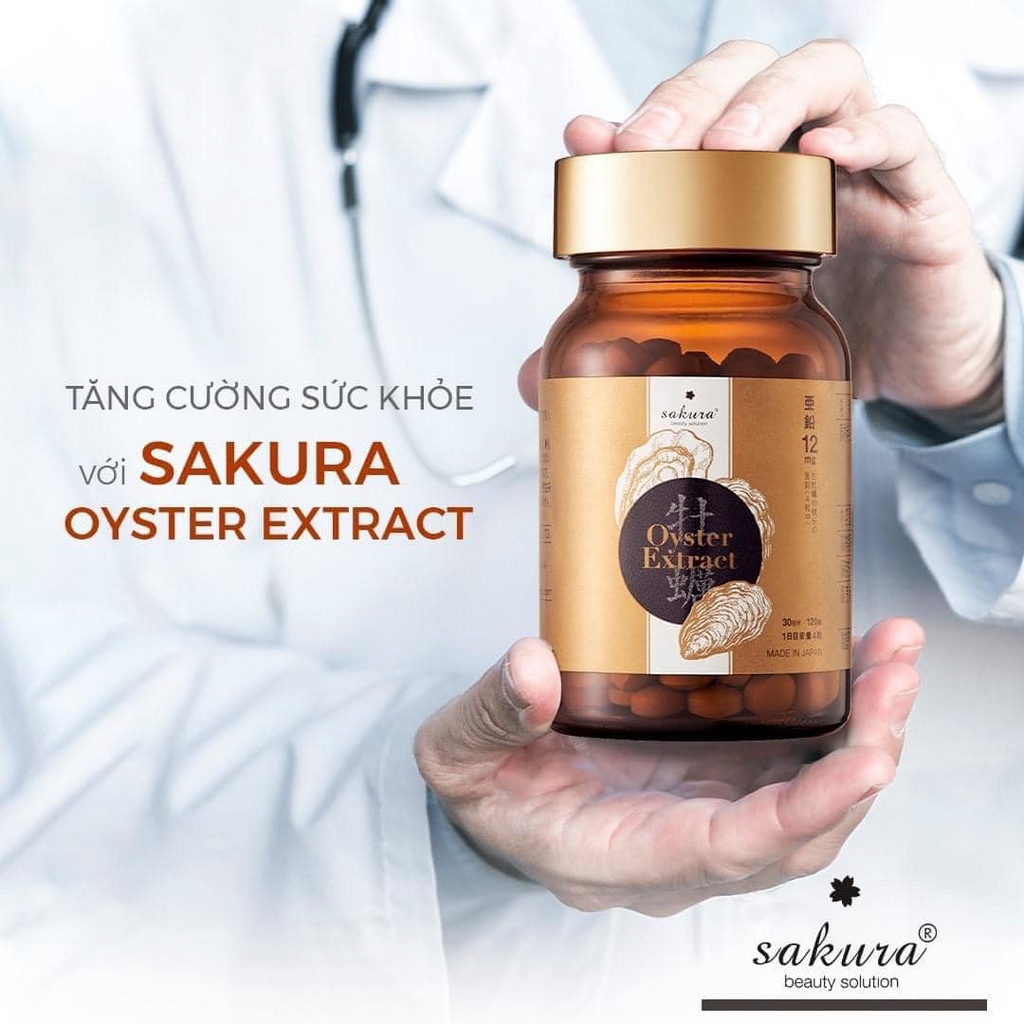 Viên uống hàu Sakura Oyster Extract tăng cường sức khỏe hộp 120 viên