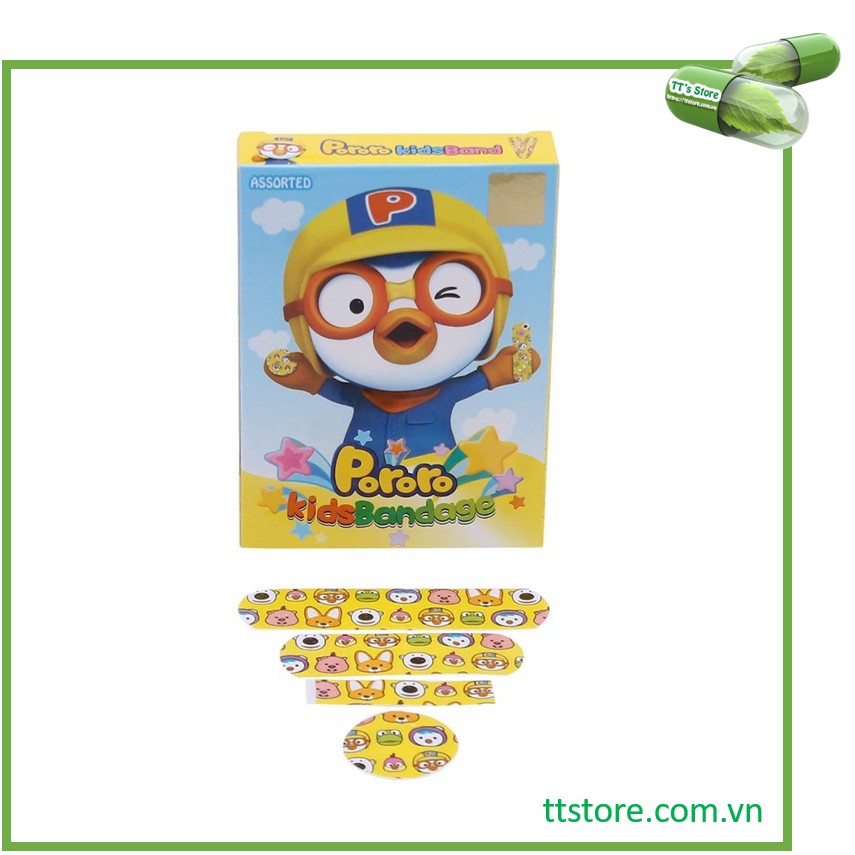 Băng cá nhân cho trẻ em Kids Band Hình Pororo (Hộp 20 miếng) [kid]