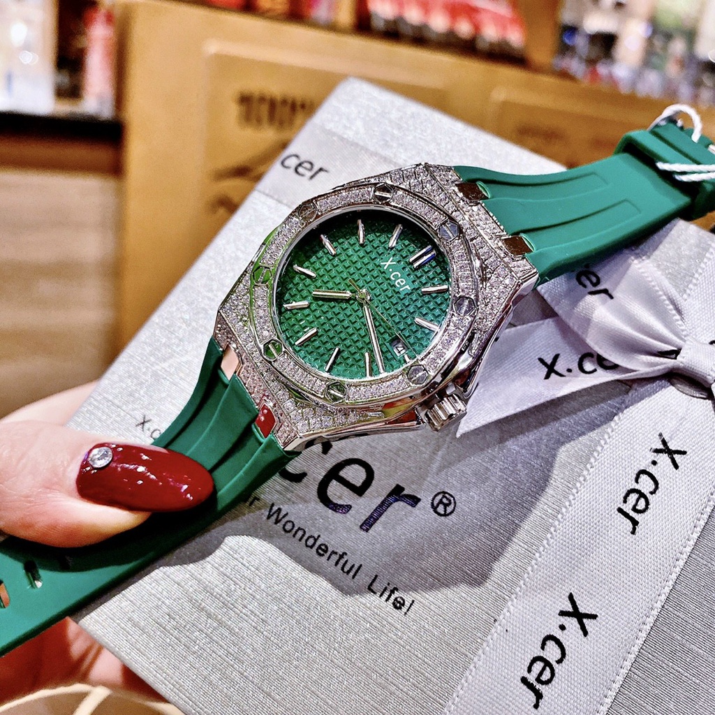 Đồng Hồ Nữ X-cer B0604 - Dây Cao Su - Vỏ Silver , Máy Quartz - Pin , Size 36mm