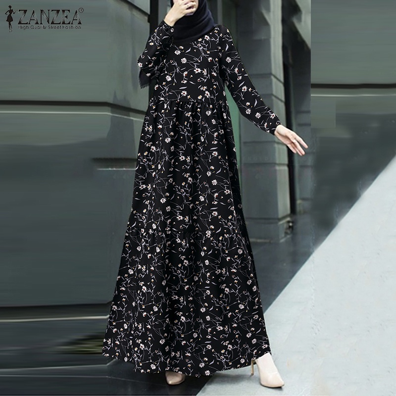 Zanzea Đầm Maxi Dài Tay In Họa Tiết Phong Cách Bohemian Dành Cho Nữ