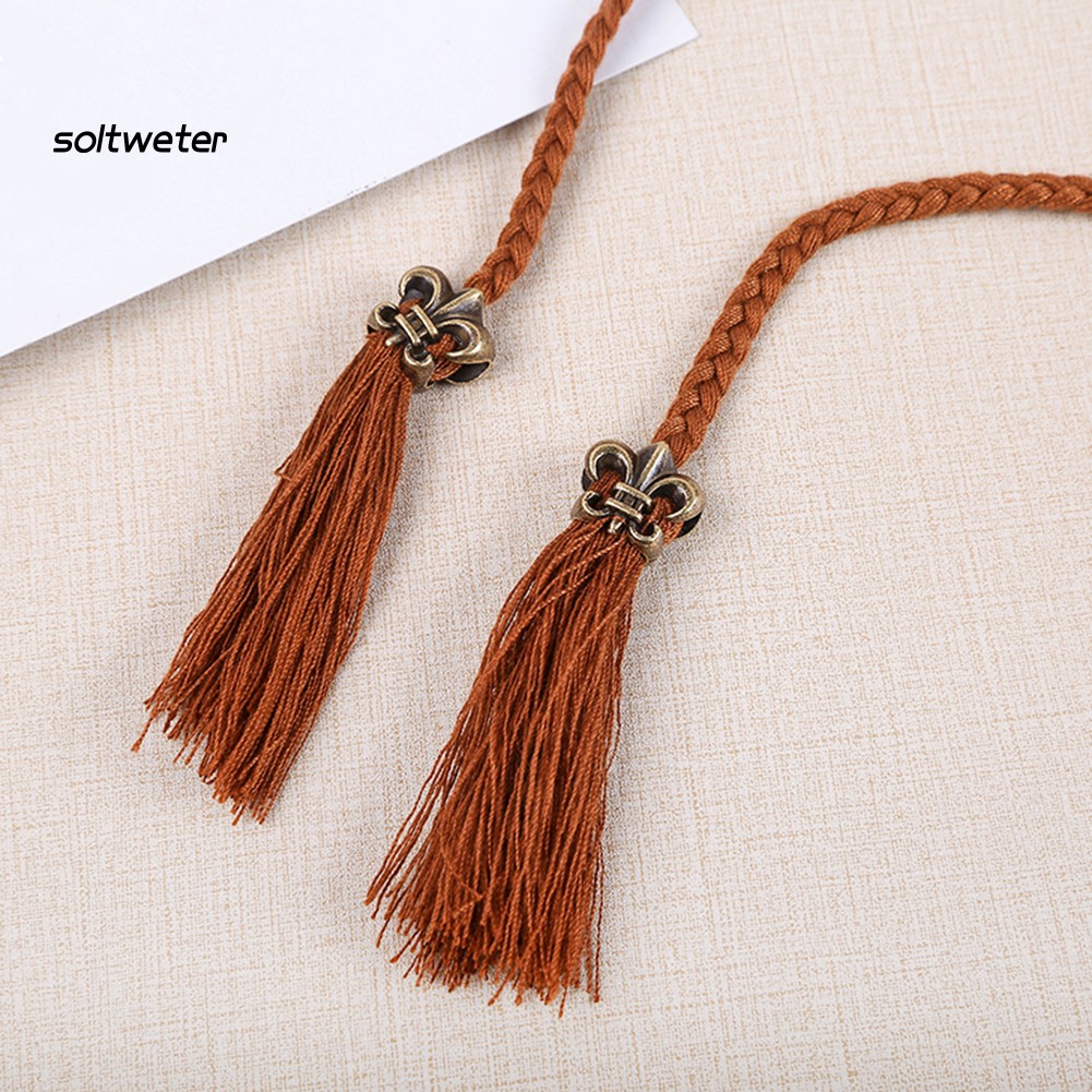 Thắt lưng dây bện phối tua rua phong cách hợp thời trang cho nữ