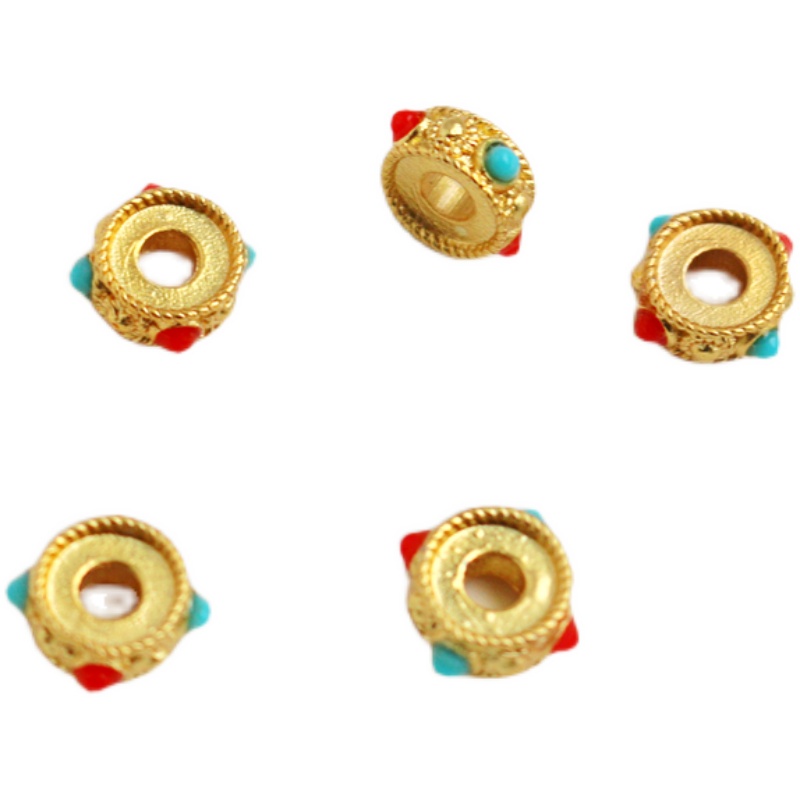 Phụ Kiện Bánh Xe Lỗ Lớn 3 * 7mm 14K Màu Vàng Đồng Chuyên Dụng Làm Vòng Tay/Dây Chuyền diy