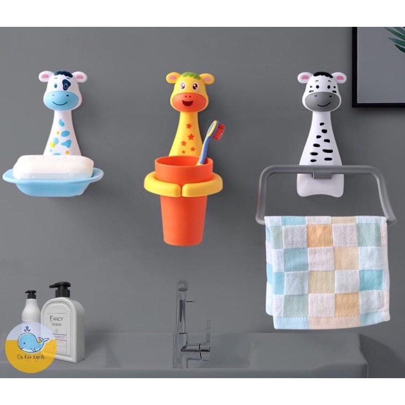 Giá Treo Để Cốc Ly Nhựa Khay Gắn Treo Tường Hình Thú Thỏ Cute Hủ Kệ Đựng Bàn Chải Kem Đánh Răng Cho Bé Gắn Dán Tường