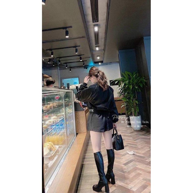 Áo khoác da bomber chun chữ siêu hót BCi