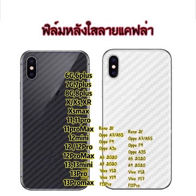 (F-004) Phim mặt sau chống trầy xước họa tiết Carbon cho Iphone 11 11Pro 11Pro max Samsung A10 A20 A