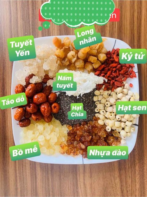 Chè dưỡng nhan nhựa đào - tuyết yến- tuyết liên tử- Set nấu 10 chai 300ml