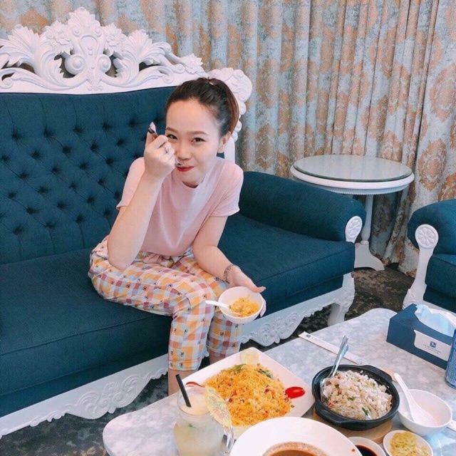 Bộ mặc nhà hồng pinky pinky áo cotton quần lanh CÓ CLIP