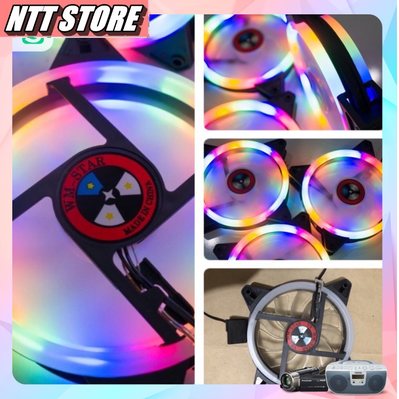 Quạt tản nhiệt làm mát máy tính Fan led case RGB V8 cắm nguồn trực tiếp không cần Hub hàng chính hãng - NTT Store