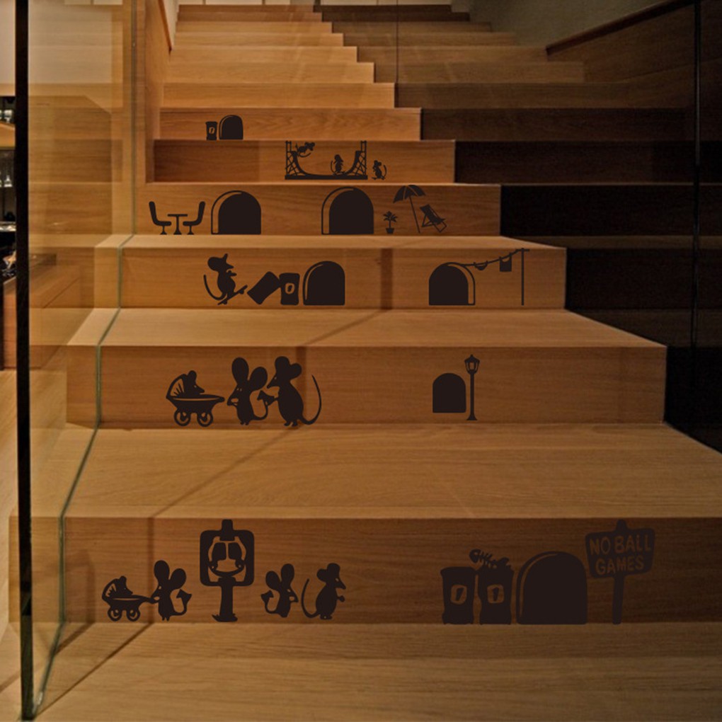 【VOLLTER】 Wall Art Decal Cartoon Cute Stairs Adhensive Sticker Floor Cornor PVC Waterproof Home Decoration