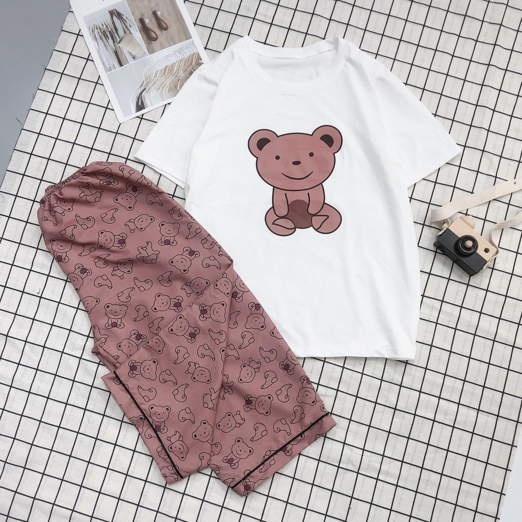 Bộ ngủ áo cotton quần lừng Kate Thái siêu cute | BigBuy360 - bigbuy360.vn