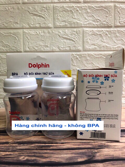 Bình Trữ Sữa ❣️ Bộ Đôi Bình Trữ Sữa Cổ Rộng 180ml DOLPHIN ❣️Hàng Công Ty không BPA an toàn cho bé yêu