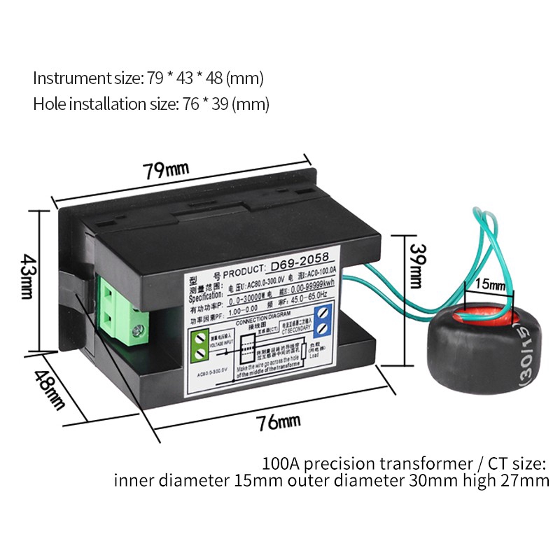 Máy Đo Tần Số Năng Lượng Điện Lcd Kỹ Thuật Số D69-2058