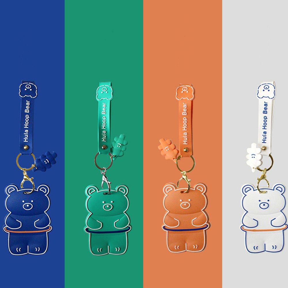 Bao đựng bảng tên bằng silicon in họa tiết hoạt hình hai mặt nhiều màu có móc khóa cho học sinh